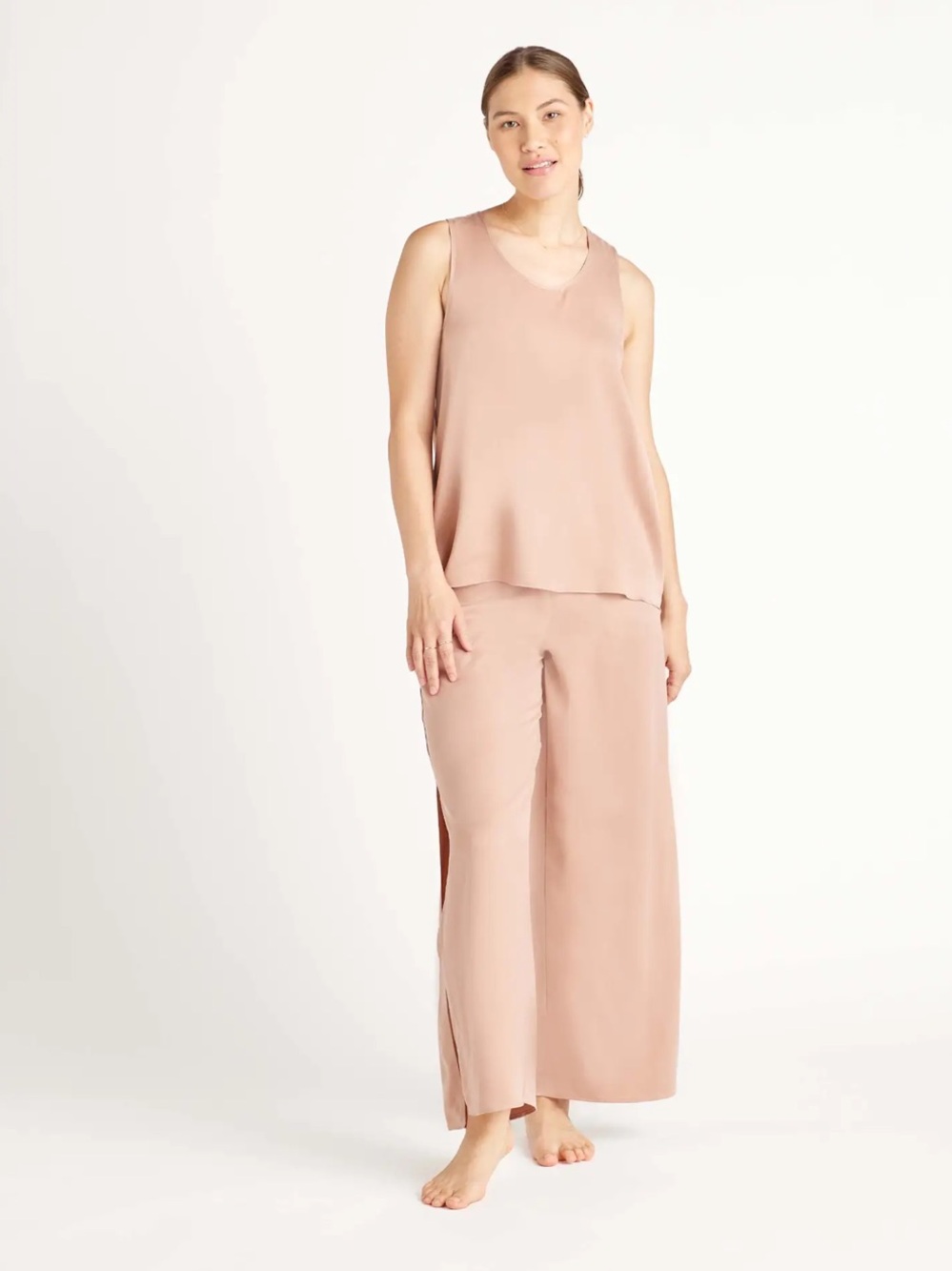 QUINCE 100% Washable Silk Pajama Set Pants & Tank Size L